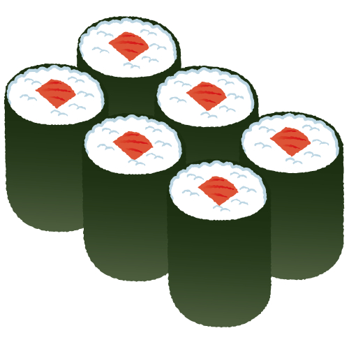 鉄火の巻き寿司 3種類 無料イラストのkakoka カコカ 商用利用も可能なフリー素材サイト